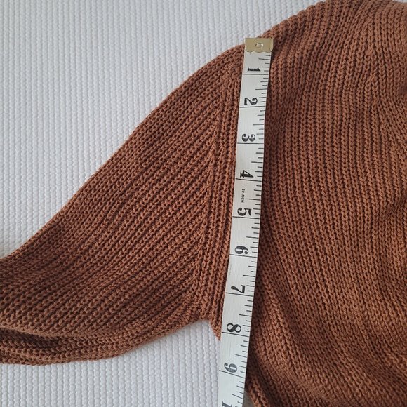 Forever 21 Sweater Womens Small Brown Faux Wrap V-Neck Casual Autumn - Picture 7 of 9